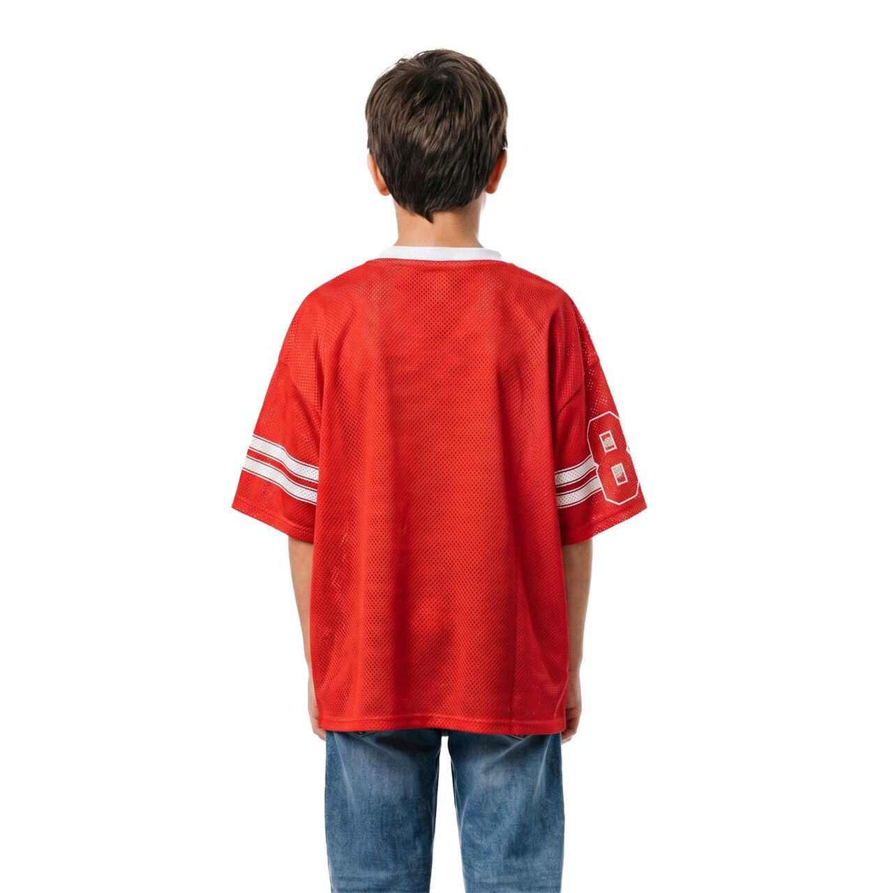 Op deze afbeelding zie je een Kostuums, van het merk Wilbers. Sky Star IJshockeyshirt Rood (Oversized) Kind