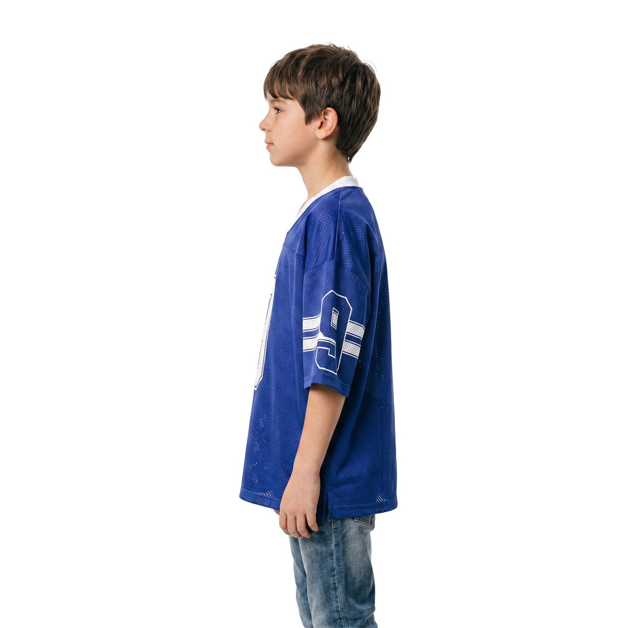 Op deze afbeelding zie je een Kostuums, van het merk Wilbers. Sky Star IJshockeyshirt Blauw (Oversized) Kind Kostuum
