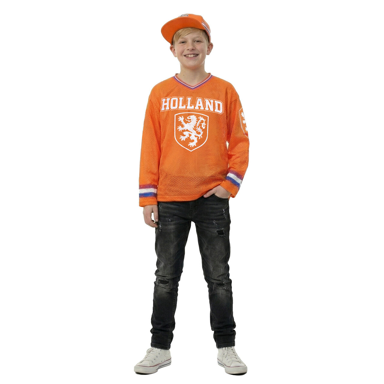 Op deze afbeelding zie je een Kostuums, van het merk Wilbers. IJshockeyshirt Holland Lange Mouwen (Oversized) Kind