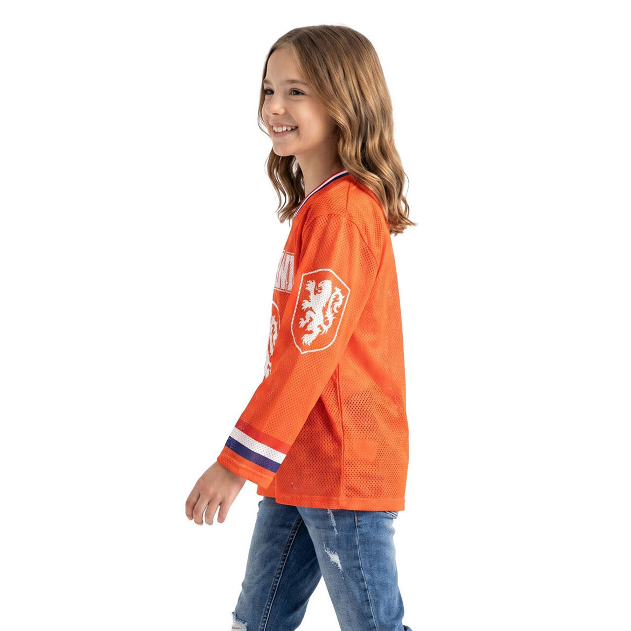 Op deze afbeelding zie je een Kostuums, van het merk Wilbers. IJshockeyshirt Holland Lange Mouwen (Oversized) Kind
