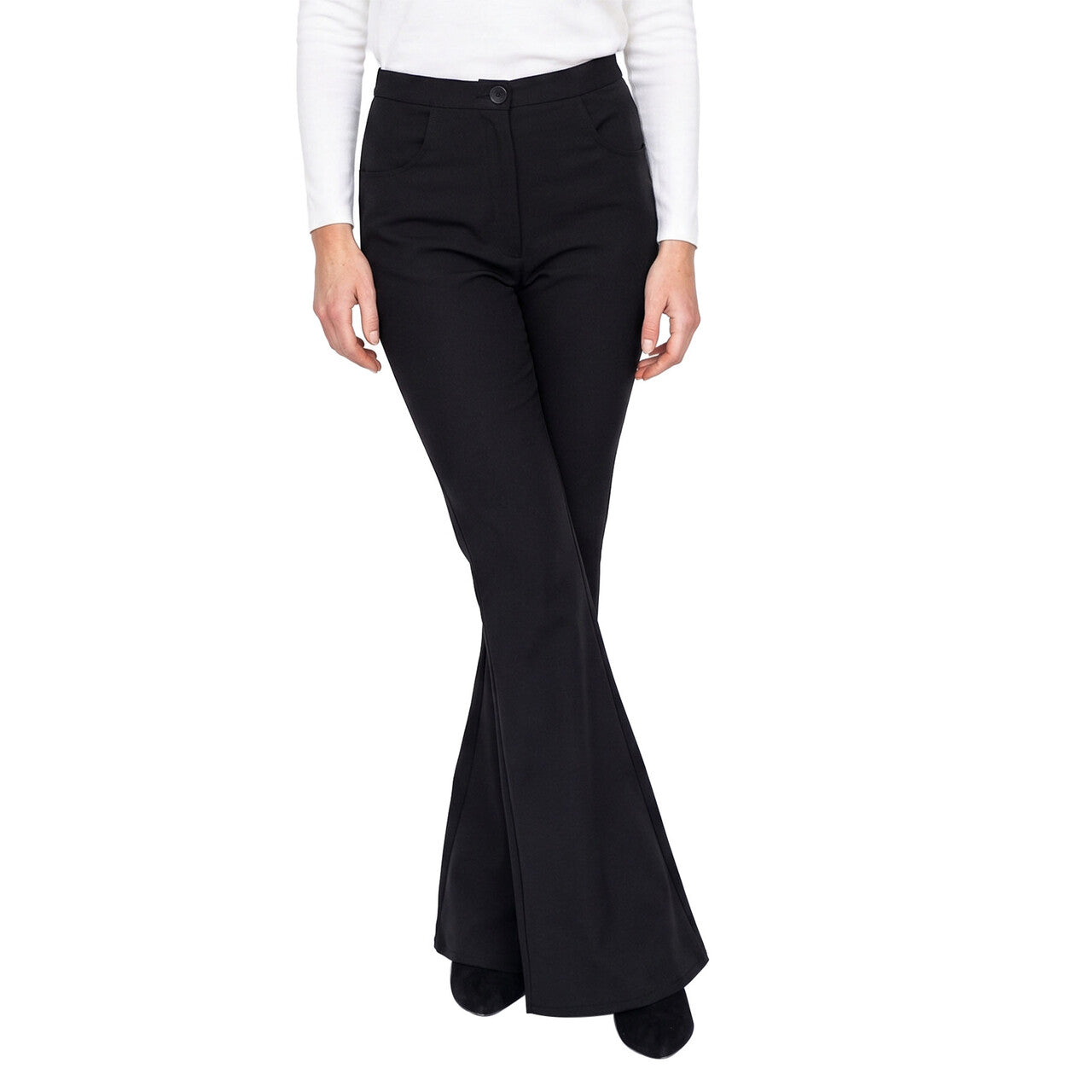 Op deze afbeelding zie je een Kostuums, van het merk Wilbers. Wijde Pijpen Broek Soul 70S Party Zwart Vrouw
