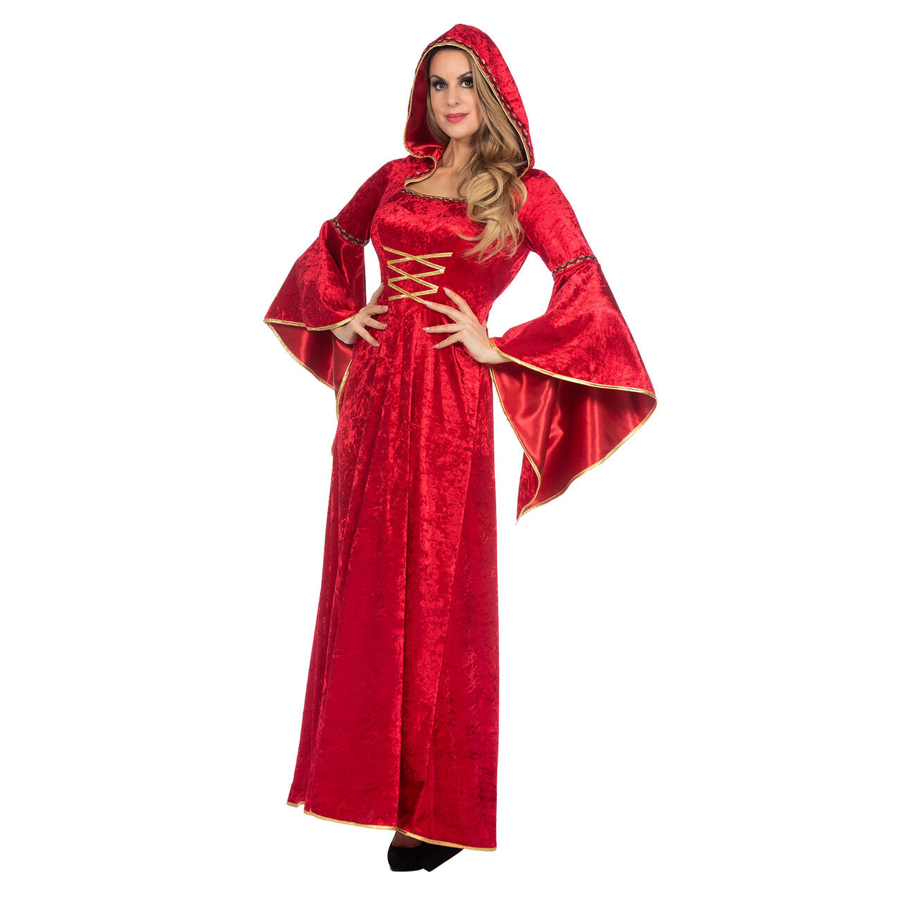 Op deze afbeelding zie je een Kostuums, van het merk Wilbers. Lady Redhood Van Adel Vrouw Kostuum