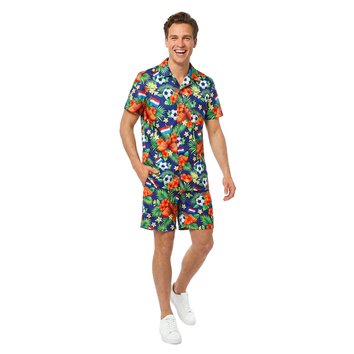 Op deze afbeelding zie je een Kostuums, van het merk Wilbers. Festival Hawaii Holland Set Man Kostuum