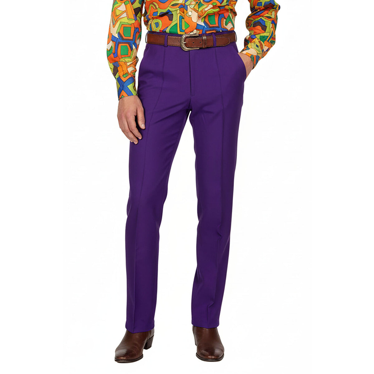 Op deze afbeelding zie je een Kostuums, van het merk Wilbers. Nette Paarse Heren Pantalon Met Zakken Man