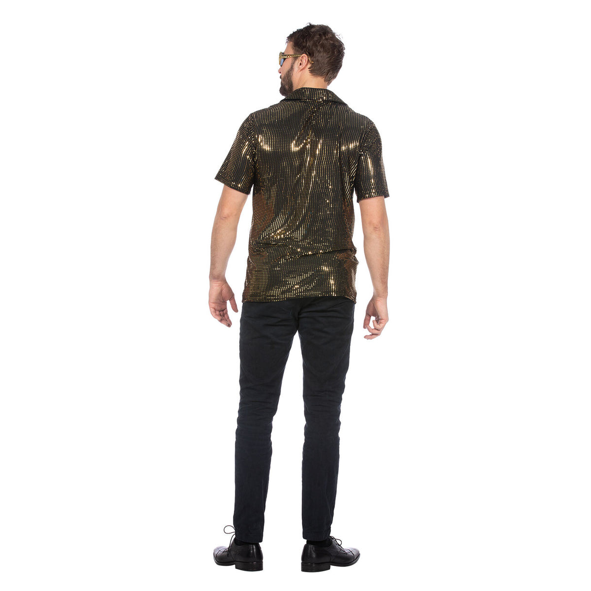 Op deze afbeelding zie je een Kostuums, van het merk Wilbers. Shirt Metallic Disco Bal Goud Man
