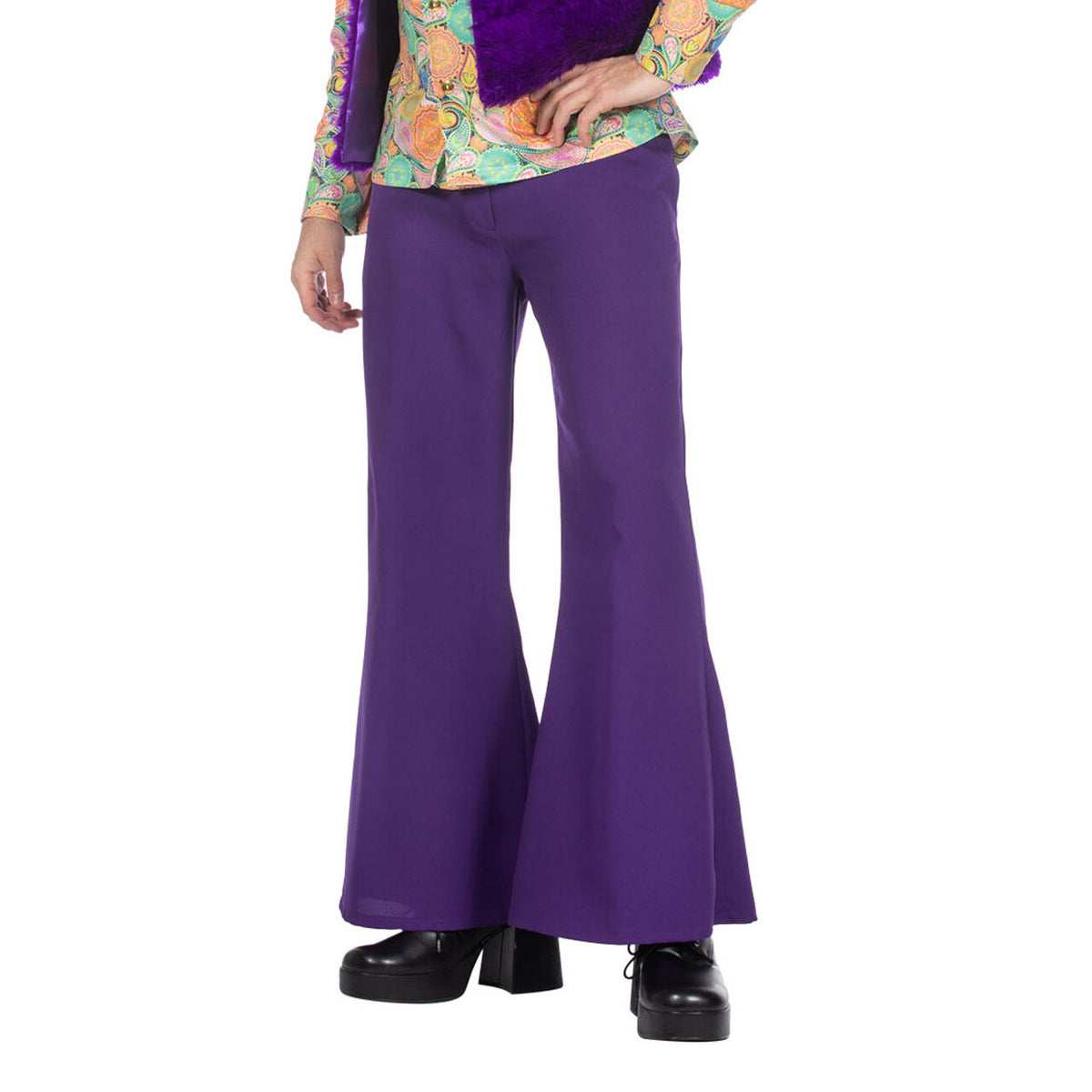 Op deze afbeelding zie je een Kostuums, van het merk Wilbers. Paarse Jaren 70 Wijde Broek Man