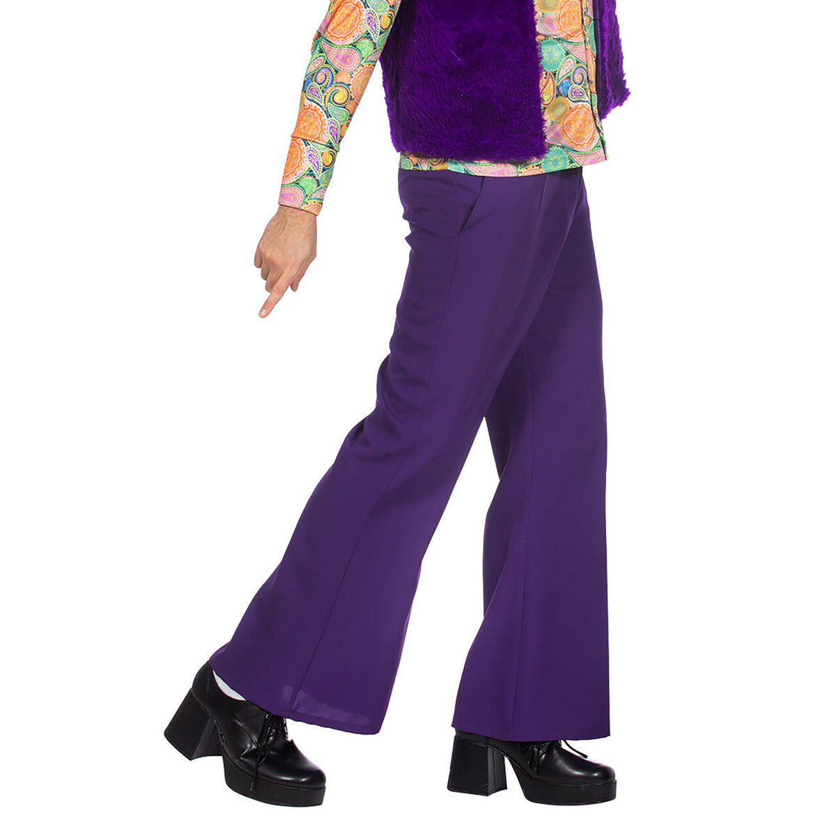 Op deze afbeelding zie je een Kostuums, van het merk Wilbers. Paarse Jaren 70 Wijde Broek Man