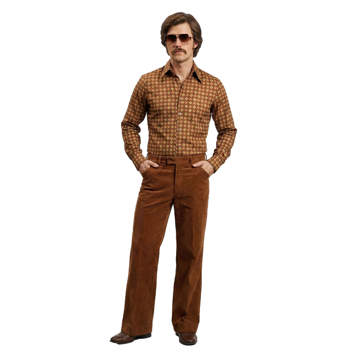 Op deze afbeelding zie je een Kostuums, van het merk Wilbers. Retro Blouse Jaren 70 Bruin Supersoul Man
