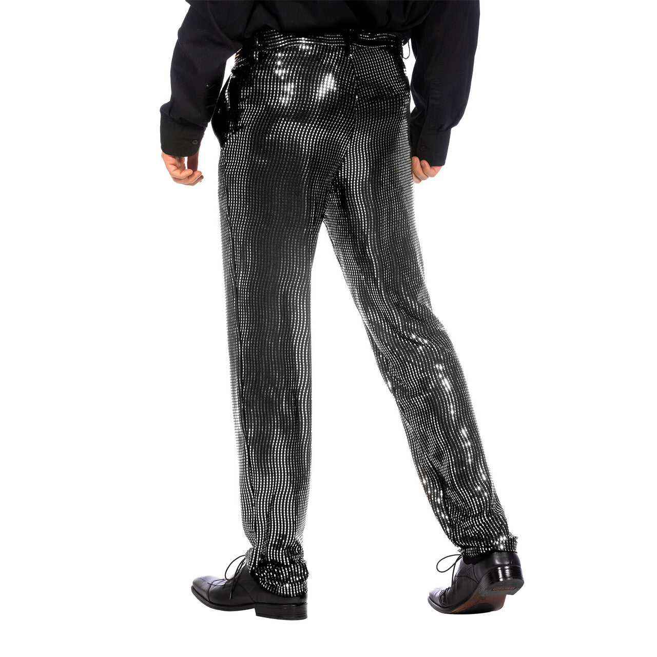 Op deze afbeelding zie je een Kostuums, van het merk Wilbers. Broek Metallic Zilveren Disco Man