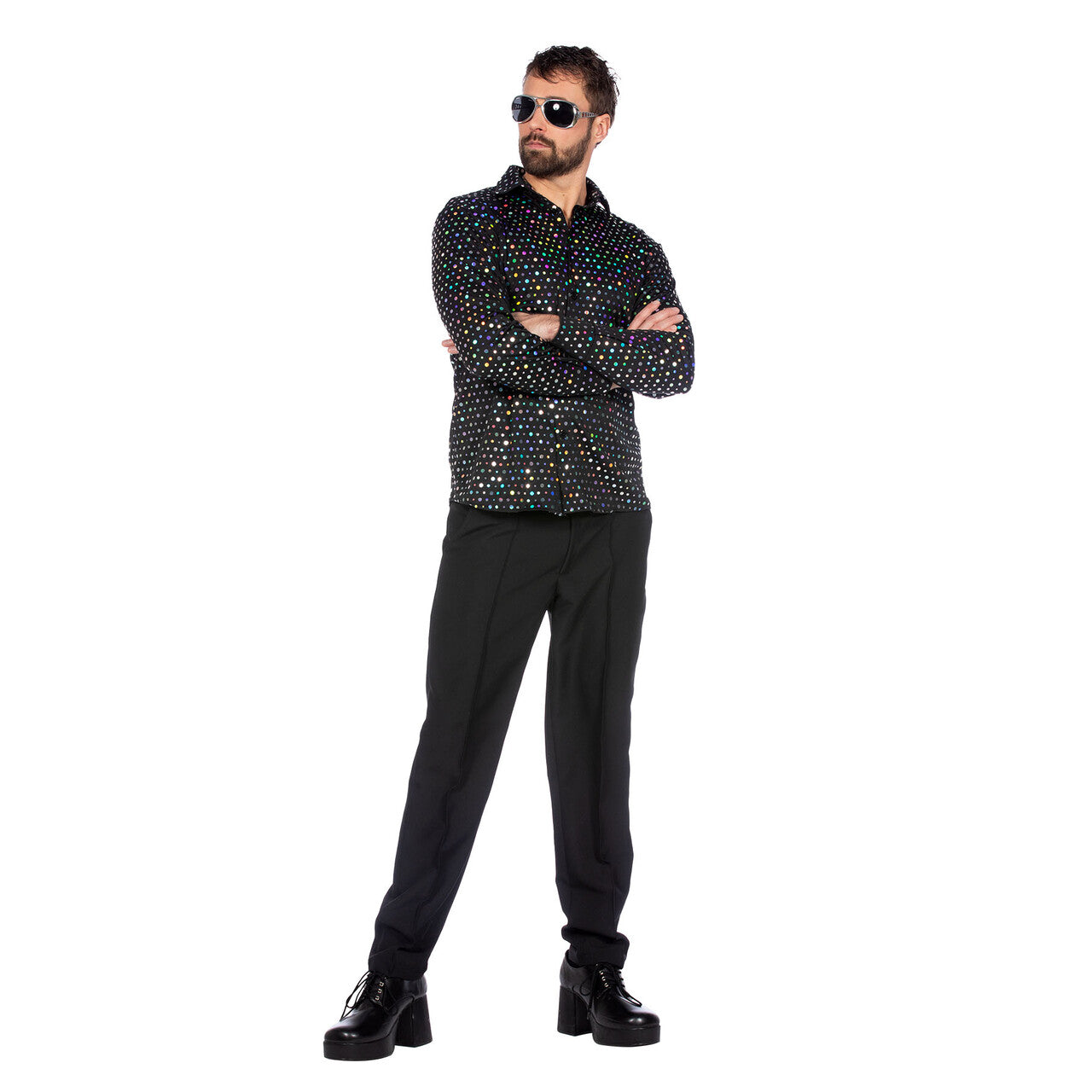 Op deze afbeelding zie je een Kostuums, van het merk Wilbers. Disco Bal Blouse Zwart Man