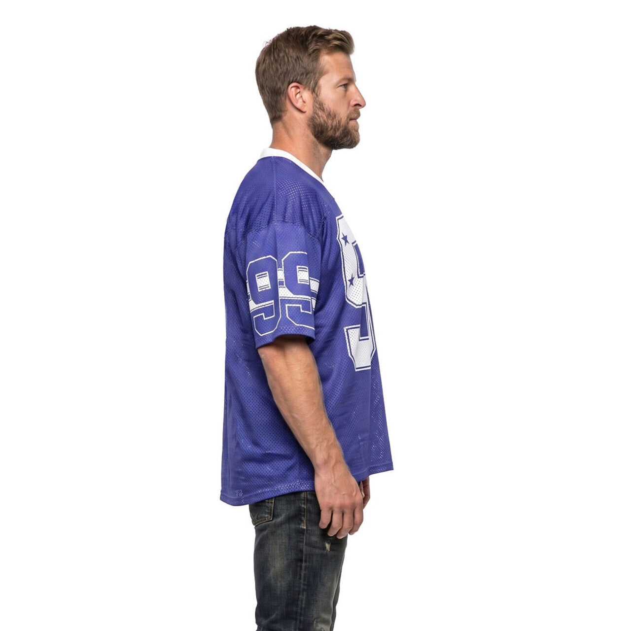 Op deze afbeelding zie je een Kostuums, van het merk Wilbers. Retro Stars IJshockeyshirt Blauw (Oversized)