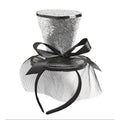 Silber Glitzer Mini Top -Hut Mit Schleier