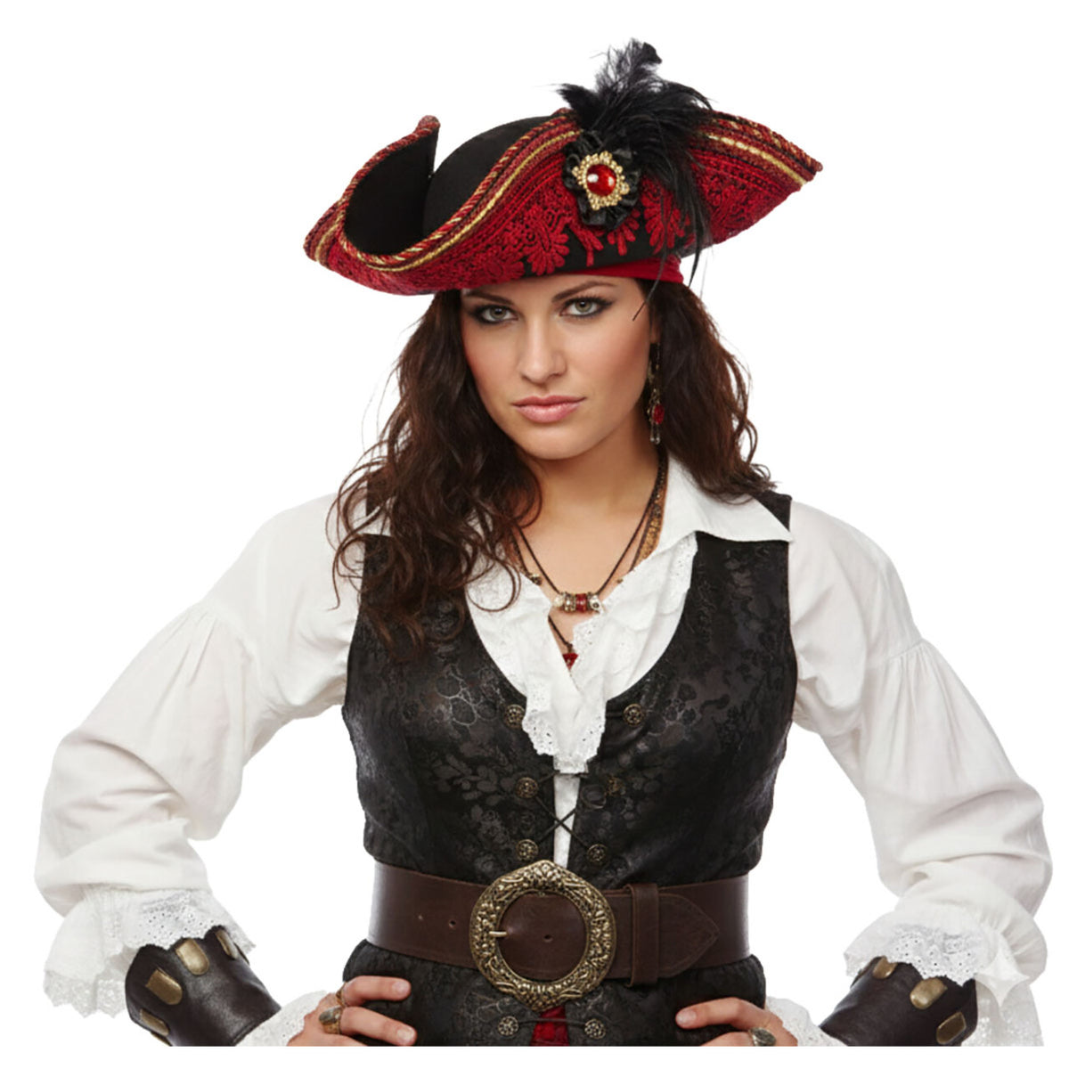 Op deze afbeelding zie je een Accessoires, van het merk Wilbers. Sierlijke Piratenhoed Rood