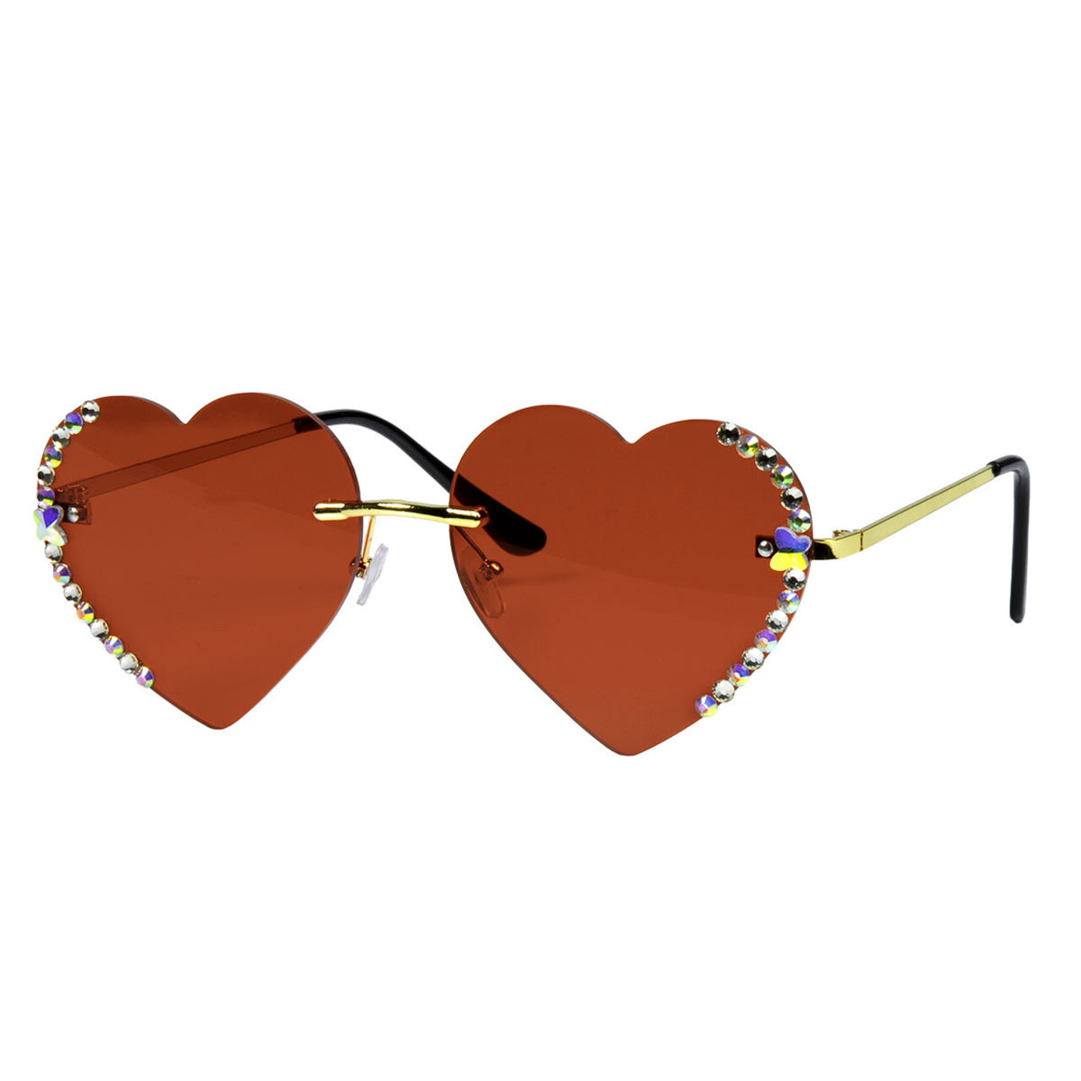 Op deze afbeelding zie je een Accessoires, van het merk Wilbers. Rode Hartjes Bril Met Diamantjes