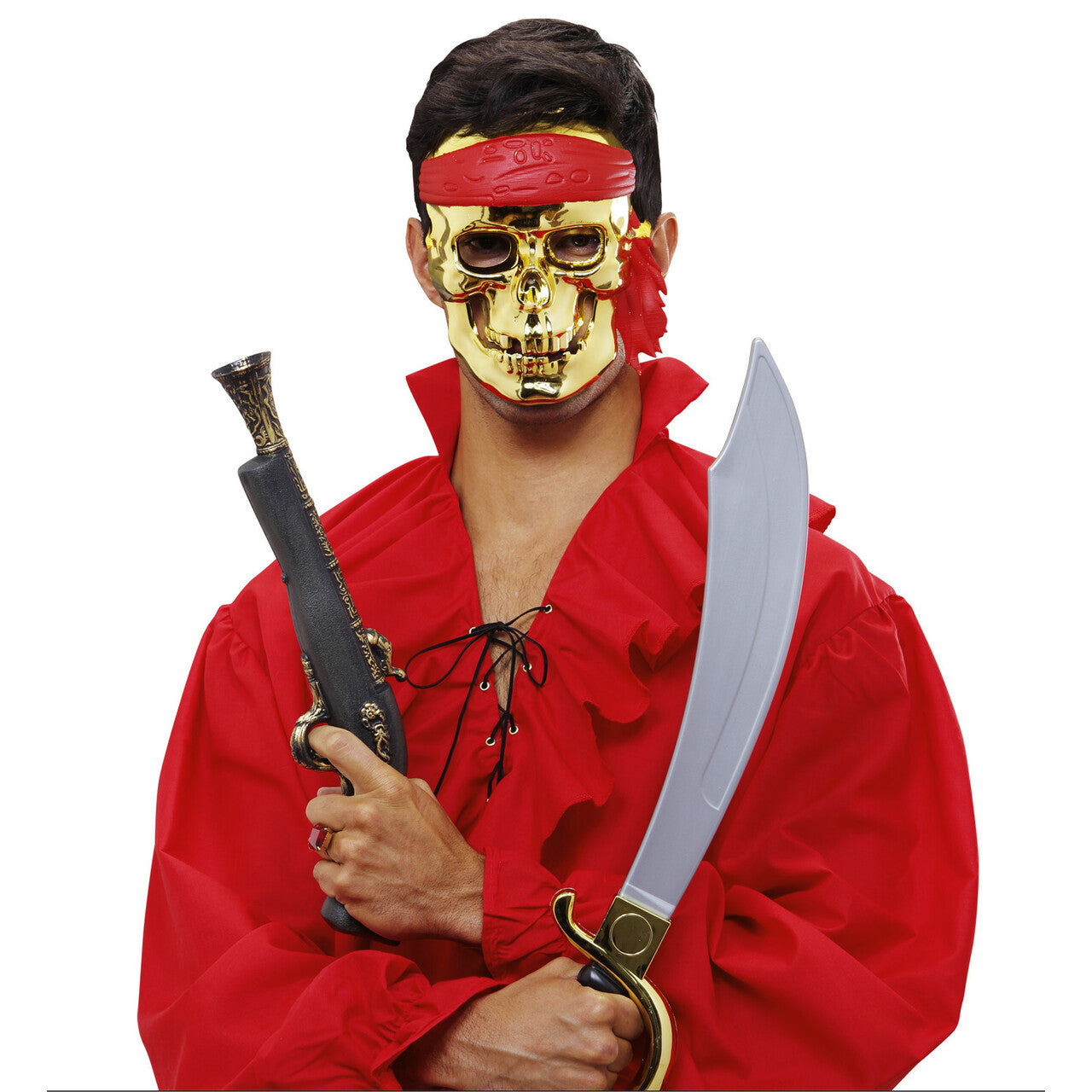 Op deze afbeelding zie je een Accessoires, van het merk Widmann. Schedelmasker Piraat Goud