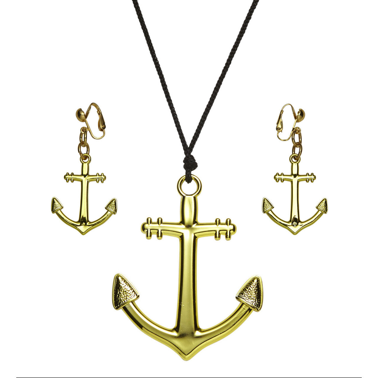 Op deze afbeelding zie je een Accessoires, van het merk Widmann. Gouden Anker Ketting En Oorbellen