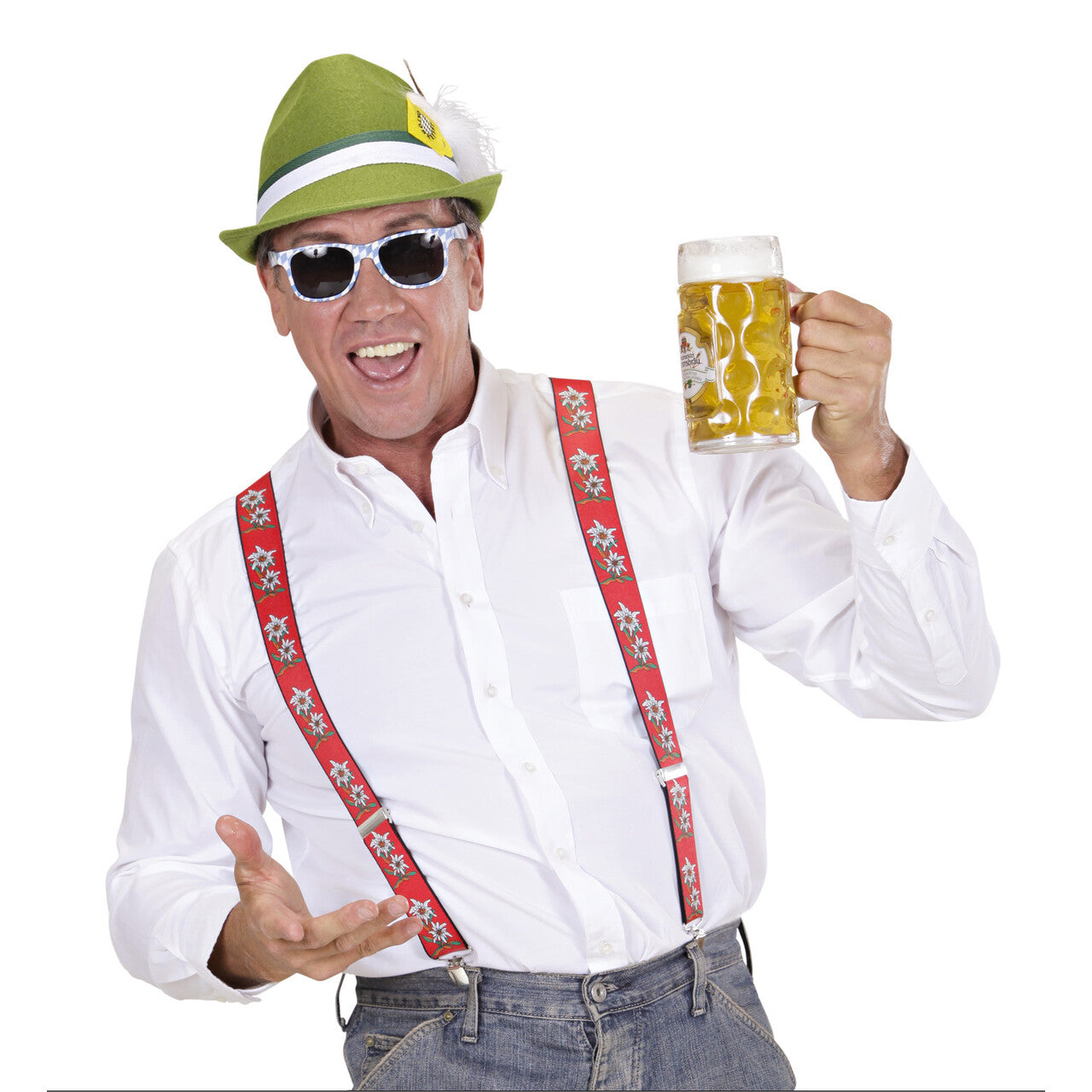 Op deze afbeelding zie je een Accessoires, van het merk Widmann. Bril Beieren Blauw Wit