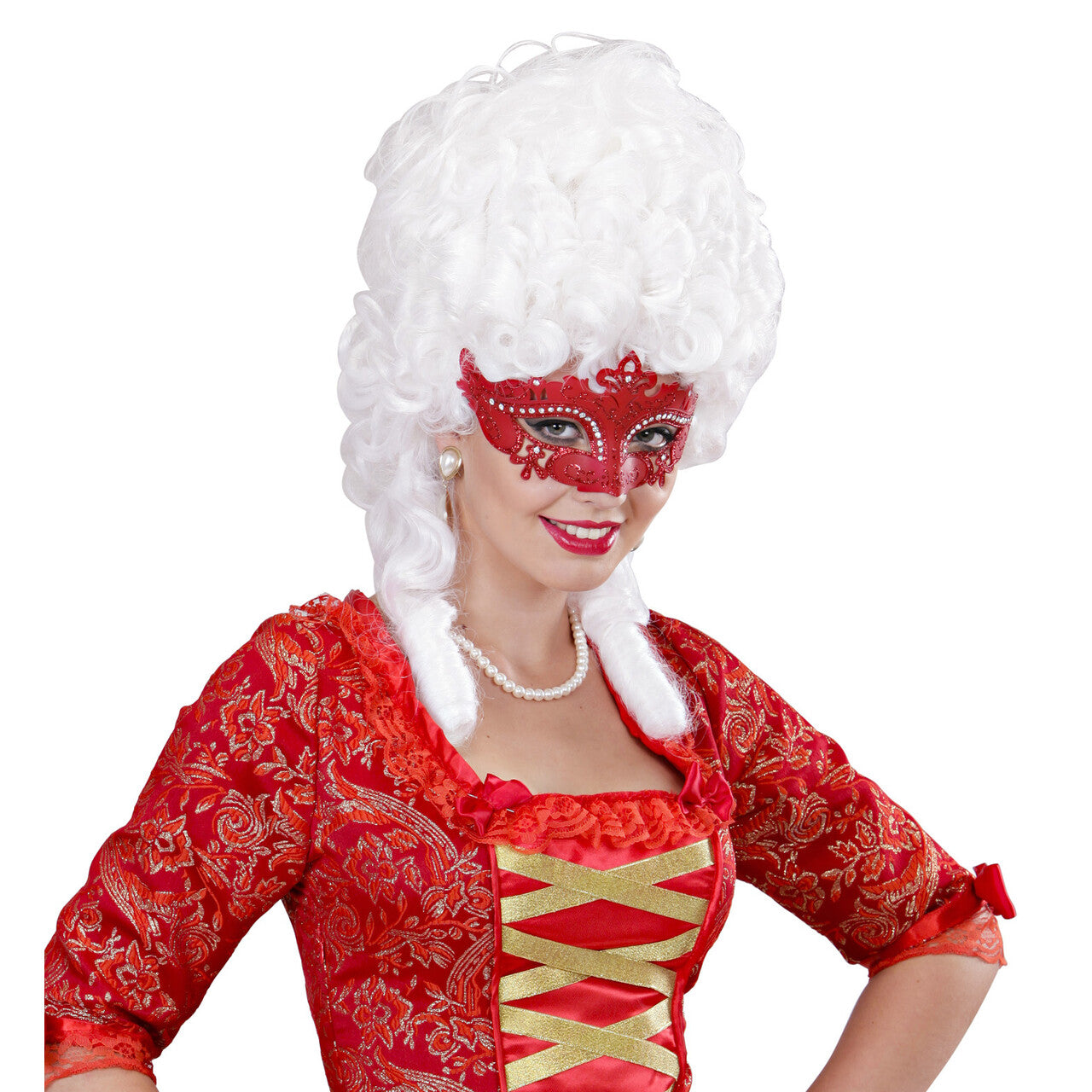 Op deze afbeelding zie je een Accessoires, van het merk Widmann. Oogmasker Venetie Met Glimmende Stenen Rood