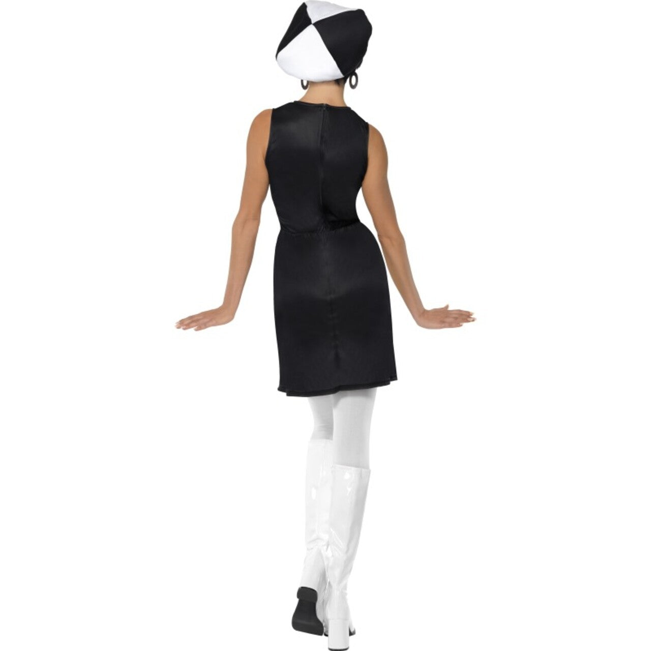 Op deze afbeelding zie je een Kostuums, van het merk Smiffy's. Sixties Black And White Partygirl Vrouw Kostuum