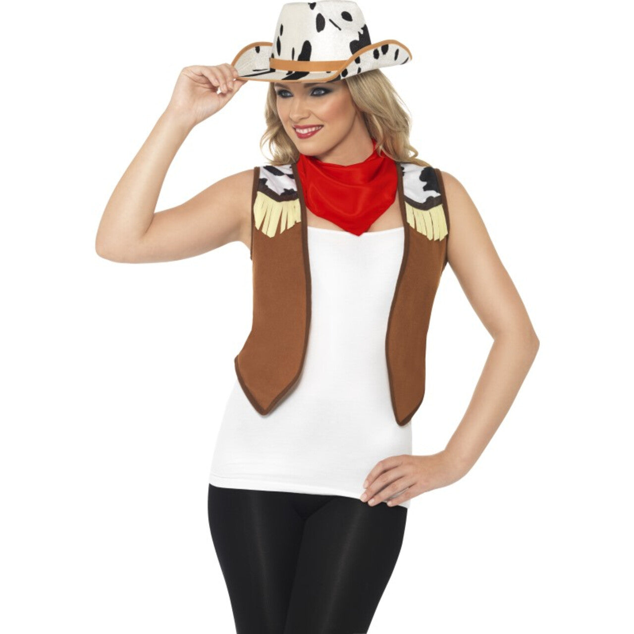 Op deze afbeelding zie je een Kostuums, van het merk Smiffy's. Linedancer Girl Cowboy Kit Vrouw