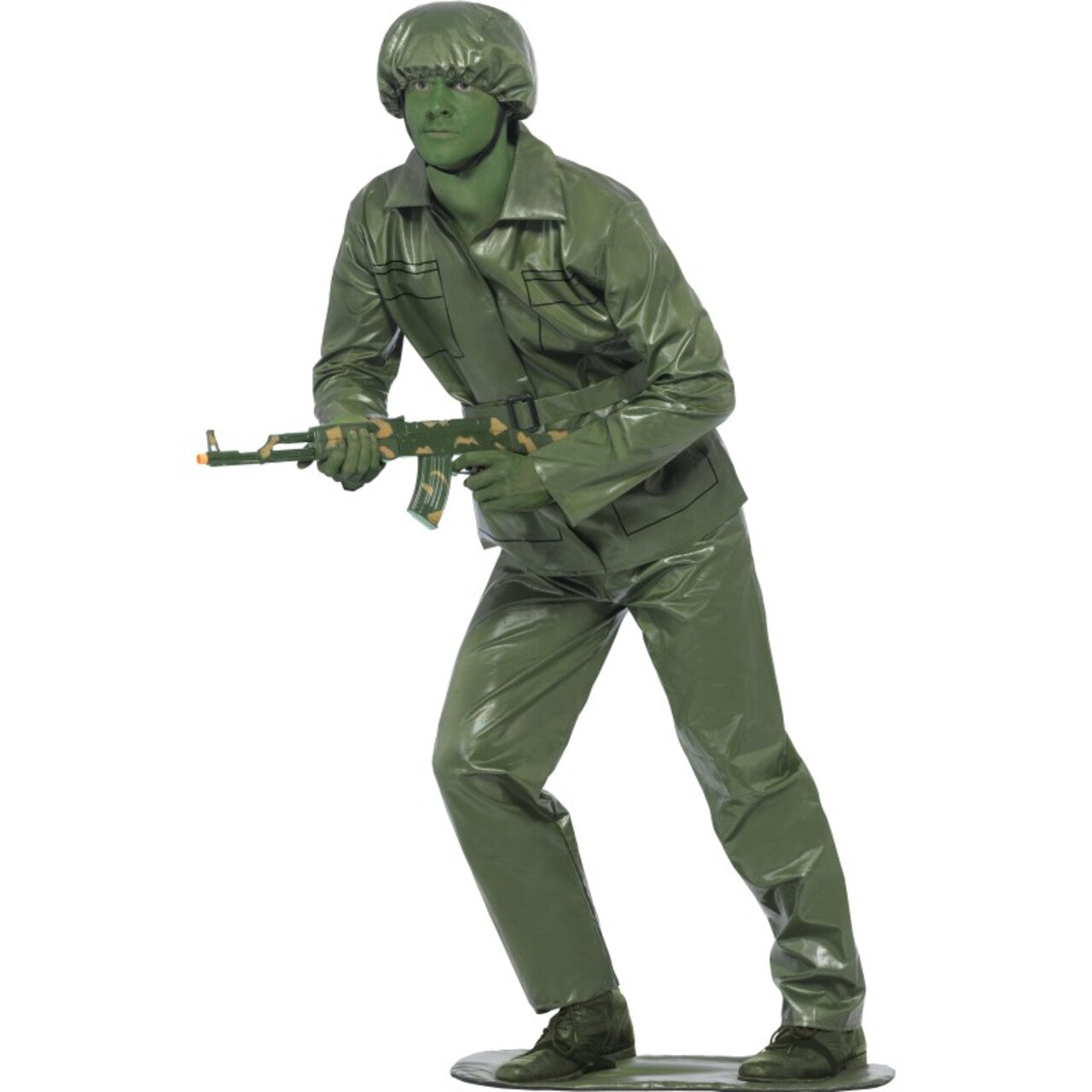 Op deze afbeelding zie je een Kostuums, van het merk Smiffy's. Plastic Groen Soldaatje Man Kostuum