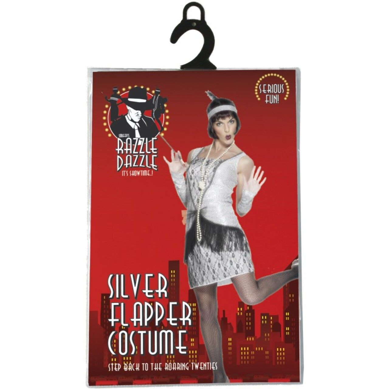 Op deze afbeelding zie je een Kostuums, van het merk Smiffy's. Zilveren Flapper Kostuum Vrouw