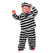 Op deze afbeelding zie je een Kostuums, van het merk Wilbers. Zwart Wit Gestreept Baby Boefje Kind Kostuum