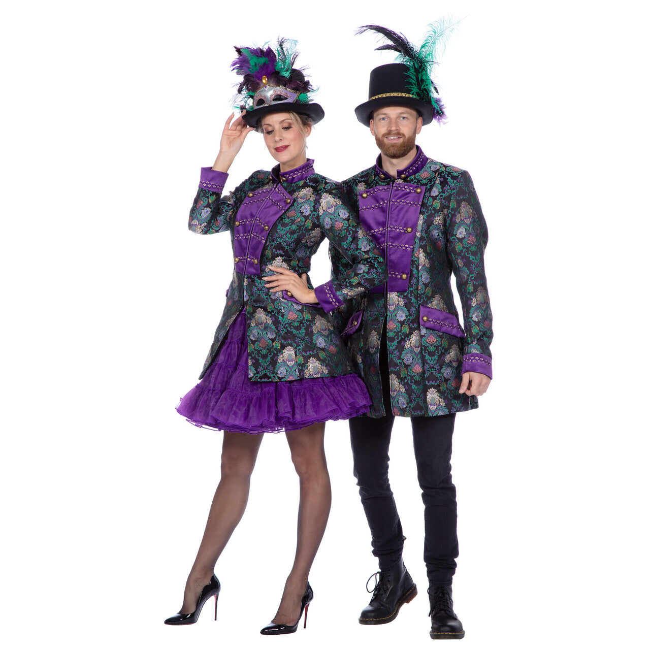 Op deze afbeelding zie je een Kostuums, van het merk Wilbers. Lady Luxe Jacquardjas Groen / Paars Vrouw