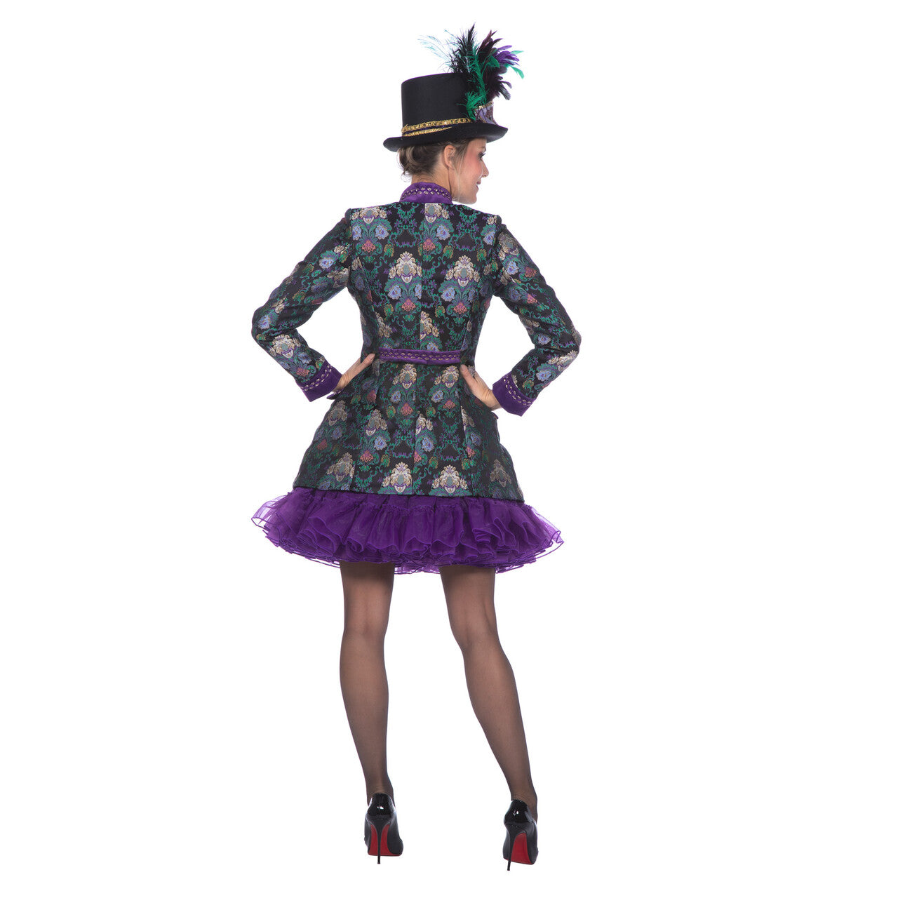 Op deze afbeelding zie je een Kostuums, van het merk Wilbers. Lady Luxe Jacquardjas Groen / Paars Vrouw