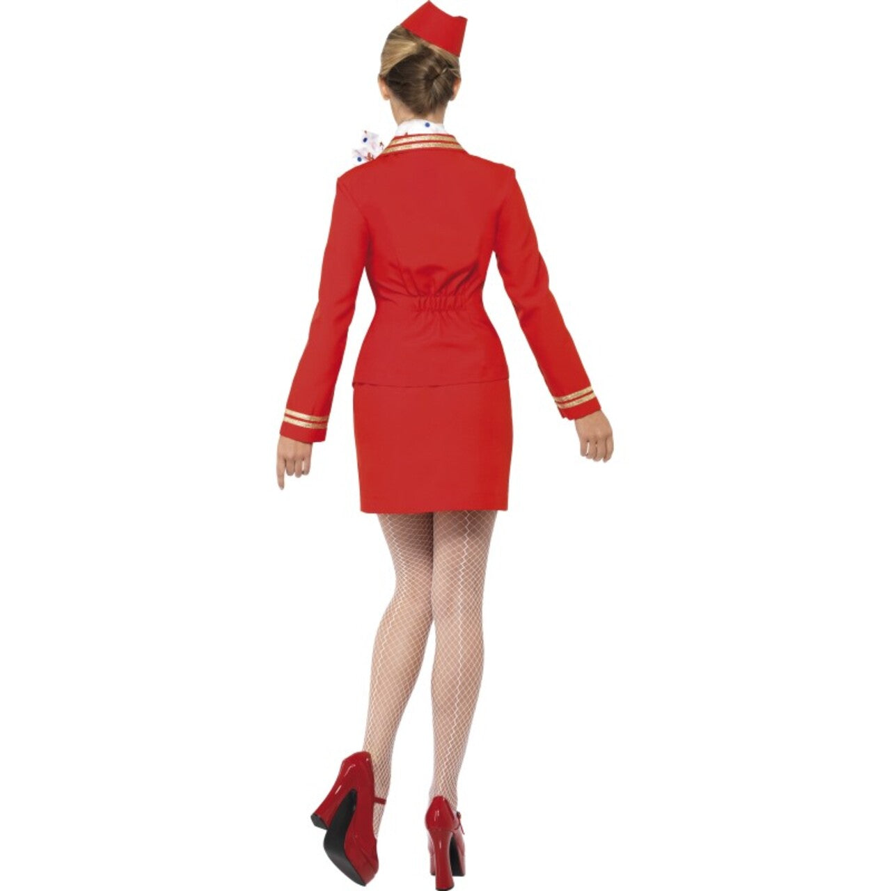 Op deze afbeelding zie je een Kostuums, van het merk Smiffy's. Rode Stewardess Vrouw Kostuum