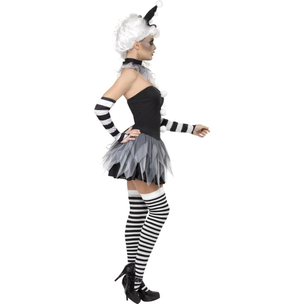 Op deze afbeelding zie je een Kostuums, van het merk Smiffy's. Sinistere Pierrot Clown Vrouw Kostuum