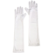 Op deze afbeelding zie je een Accessoires, van het merk Widmann. Ms Classy Lips Glamourgirl Handschoenen Satijn, Kind Wit
