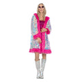 Paillettenmantel Mit Kunstfell Und Glamour Damen