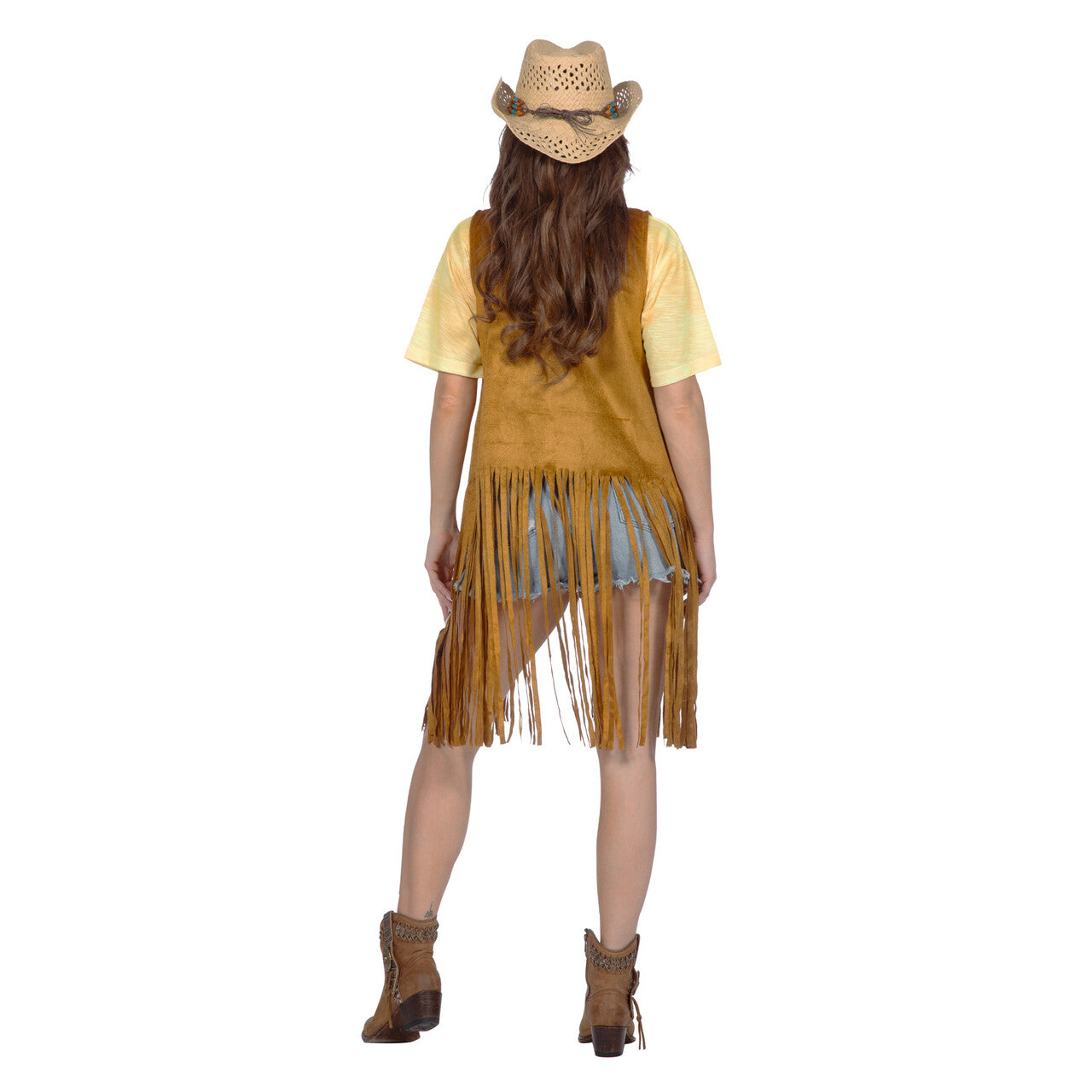 Op deze afbeelding zie je een Kostuums, van het merk Wilbers. Hippie De Pippie Franje Gilet Vrouw
