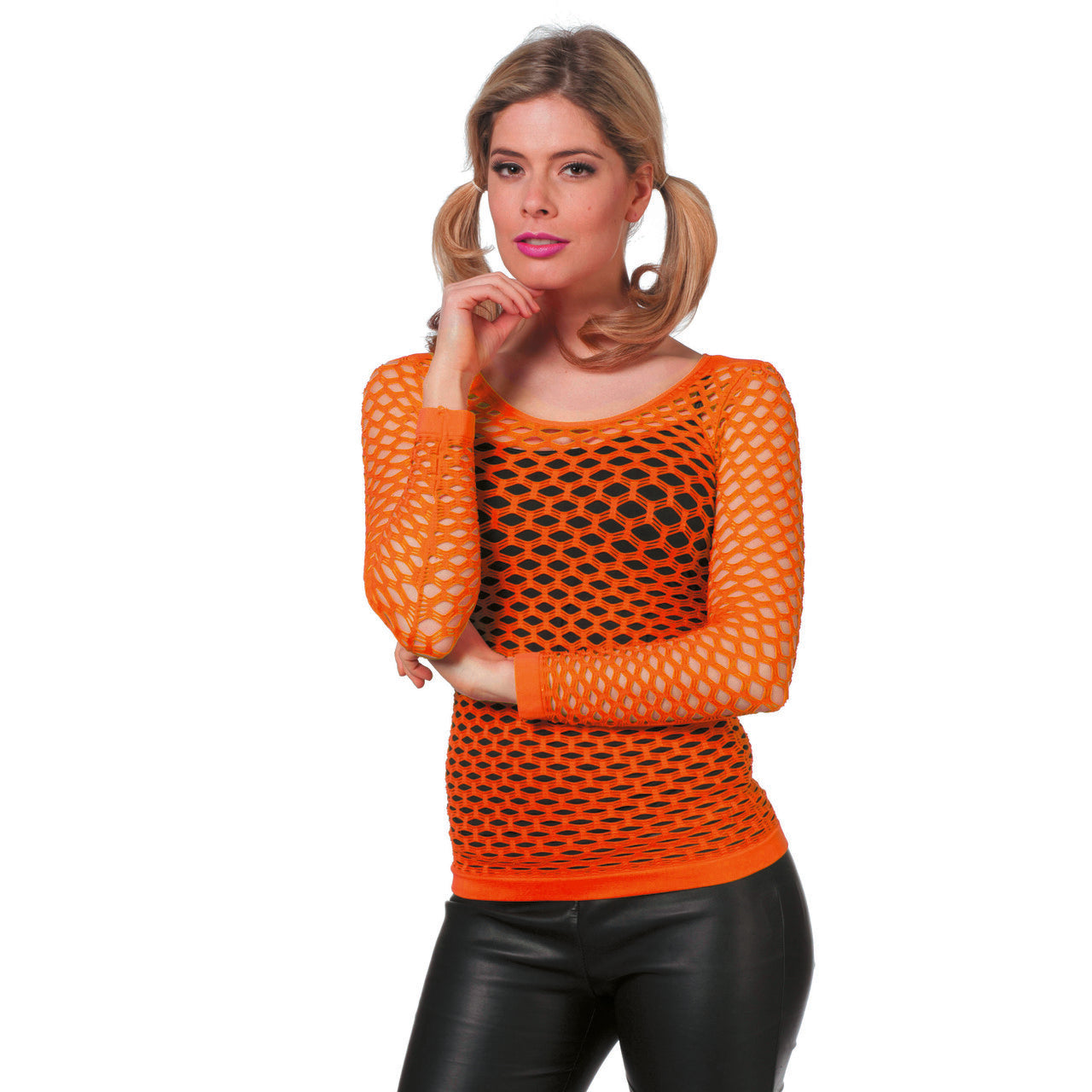 Op deze afbeelding zie je een Kostuums, van het merk Wilbers. Spannend Netshirt Lange Mouw Oranje Vrouw