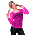 Kultiges Pinkes Netz-Langarmshirt Damen