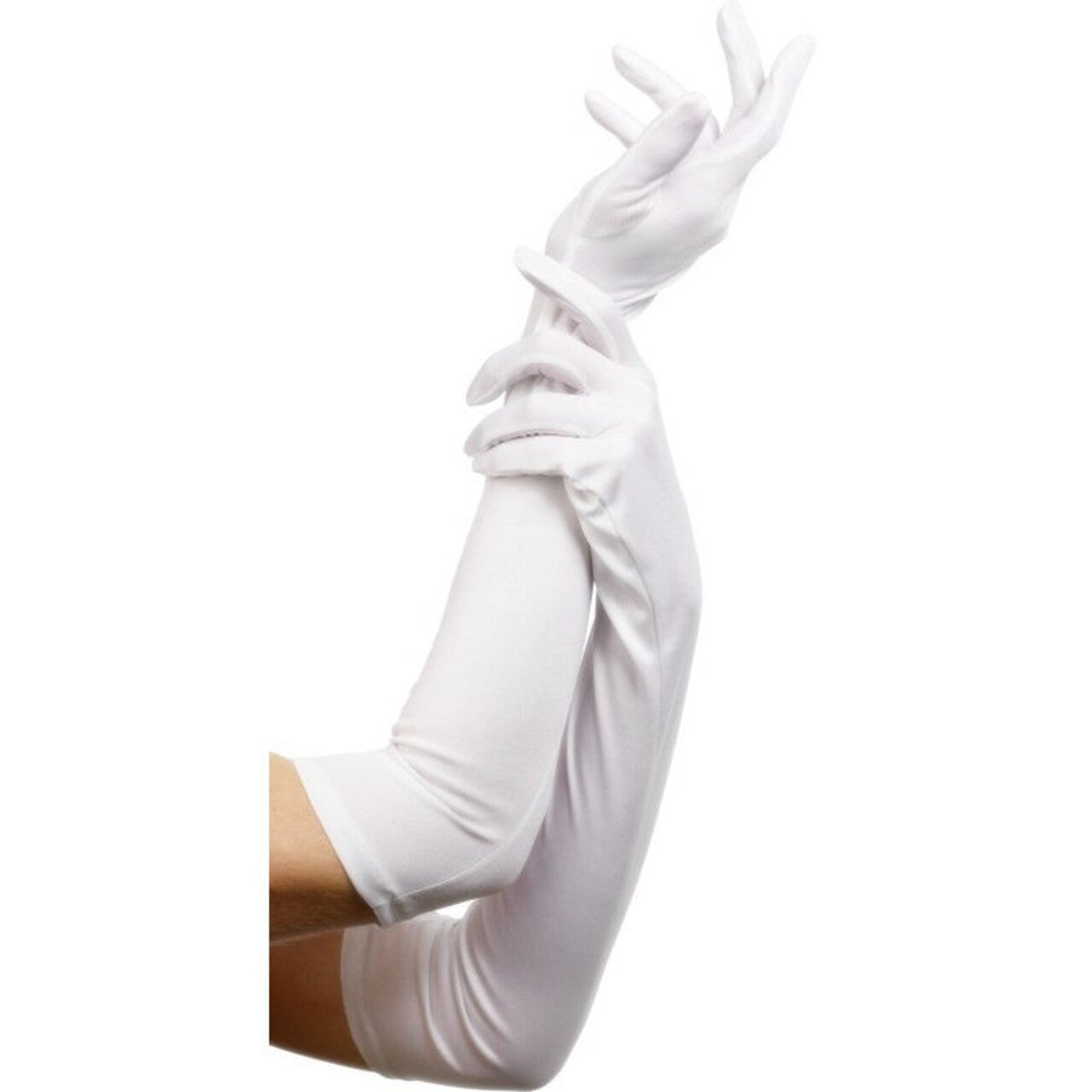 Op deze afbeelding zie je een Accessoires, van het merk Smiffy's. Lange Witte Handschoenen