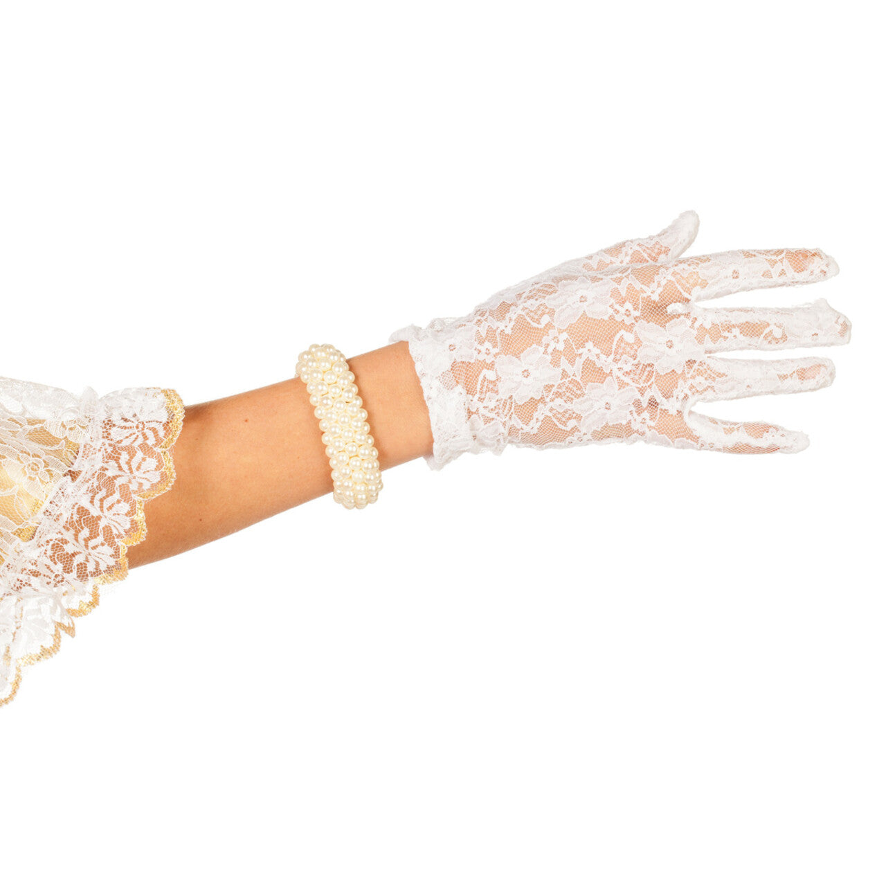 Op deze afbeelding zie je een Accessoires, van het merk Wilbers. Handschoenen Flowers Kant Wit