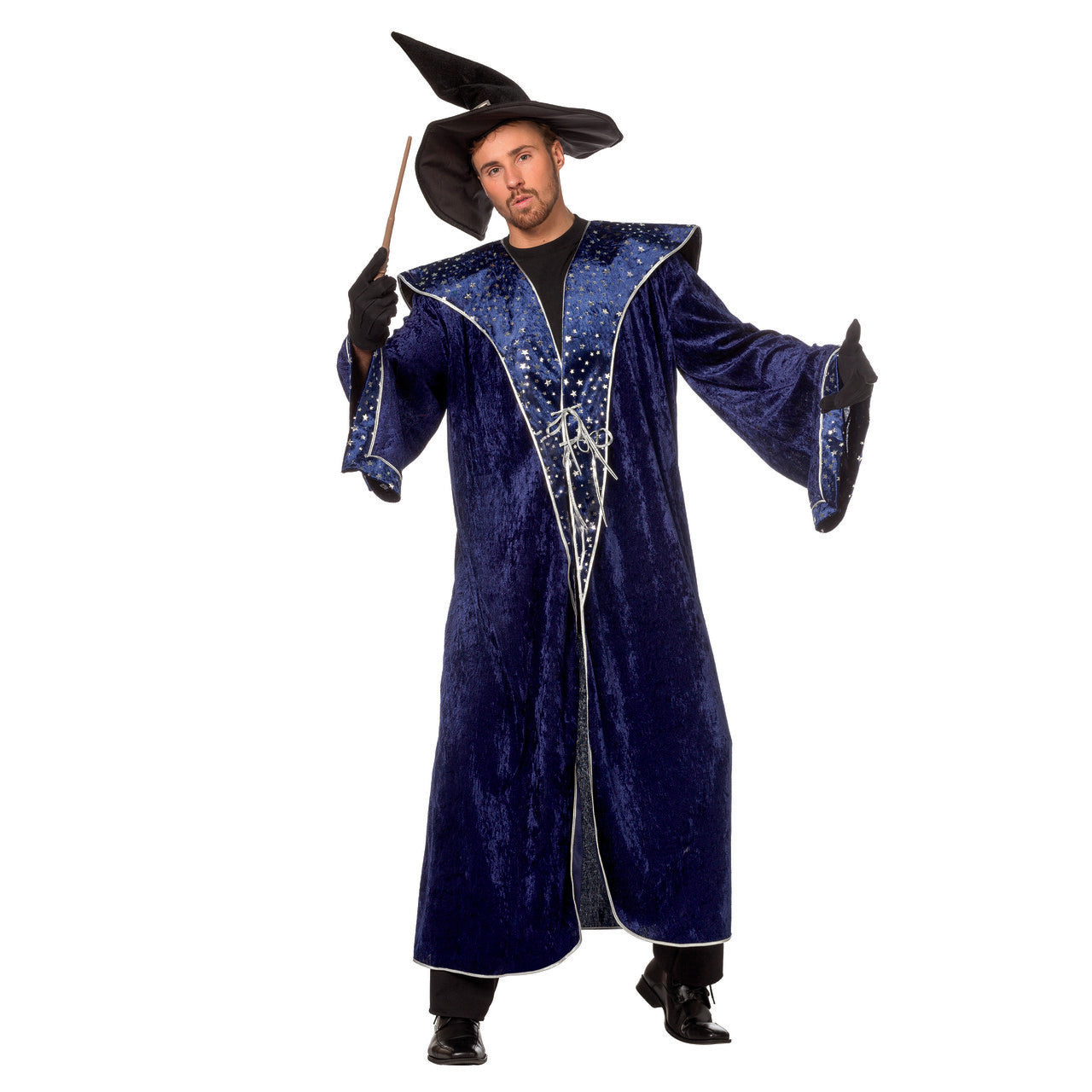 Op deze afbeelding zie je een Kostuums, van het merk Wilbers. Harrys Tovenaarsmeester Sterren Blauw Man Kostuum