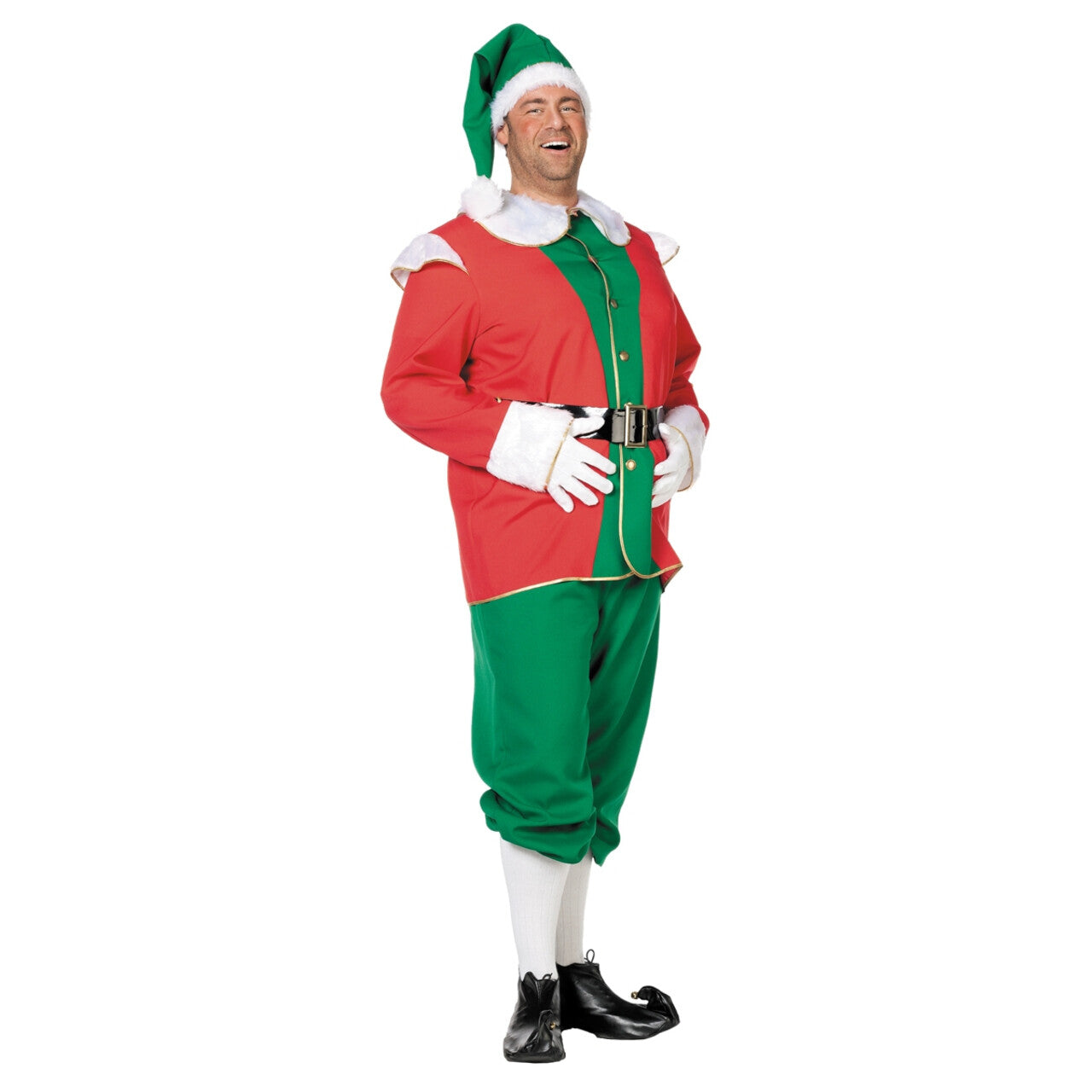 Op deze afbeelding zie je een Kostuums, van het merk Wilbers. Engelse Elf Rood / Groen Met Muts Man Kostuum