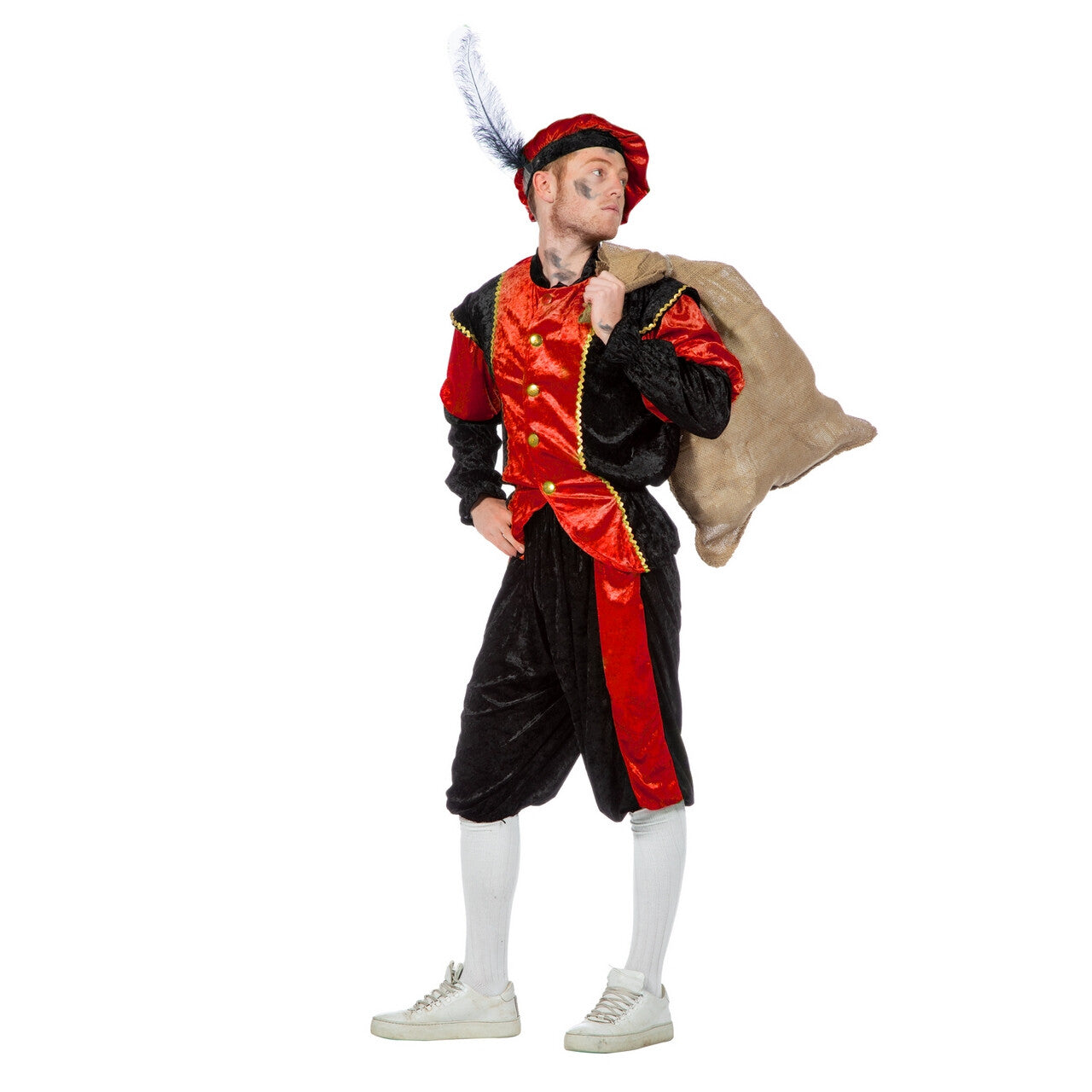 Op deze afbeelding zie je een Kostuums, van het merk Wilbers. Rode Piet Pansamt Budget Unisex Kostuum