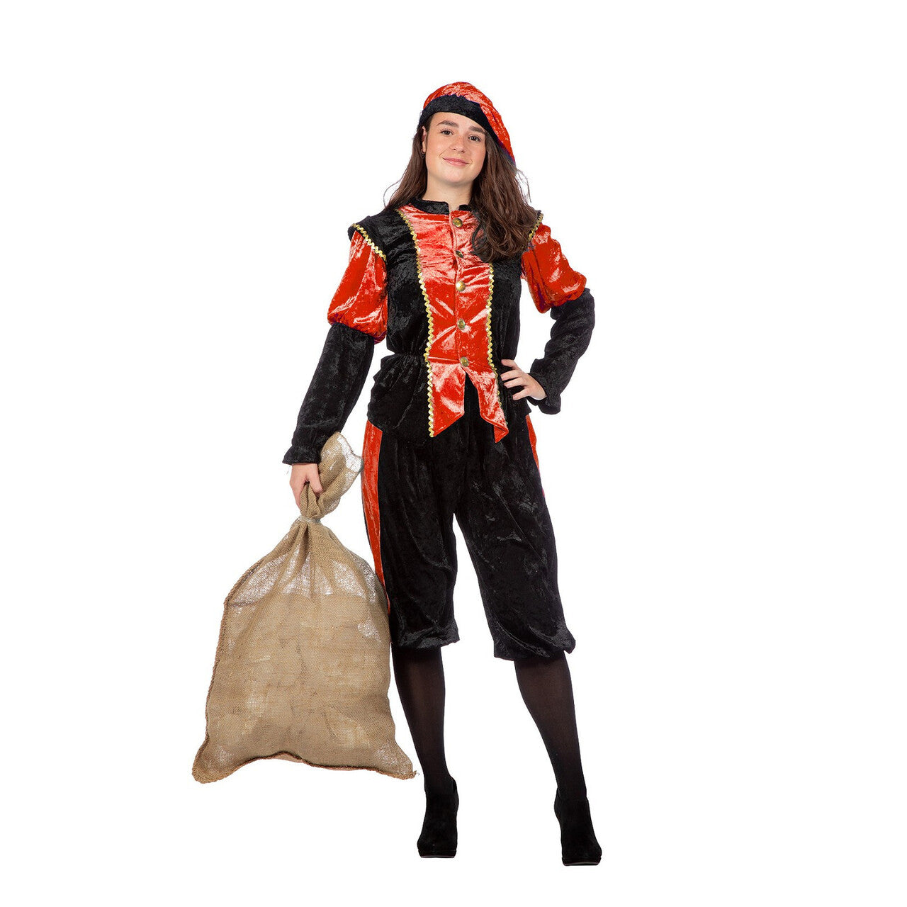 Op deze afbeelding zie je een Kostuums, van het merk Wilbers. Rode Piet Pansamt Budget Unisex Kostuum