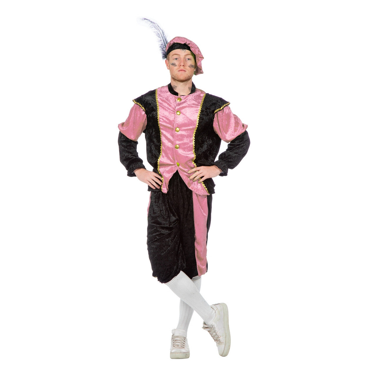 Op deze afbeelding zie je een Kostuums, van het merk Wilbers. Roze Piet Pansamt Budget Kostuum