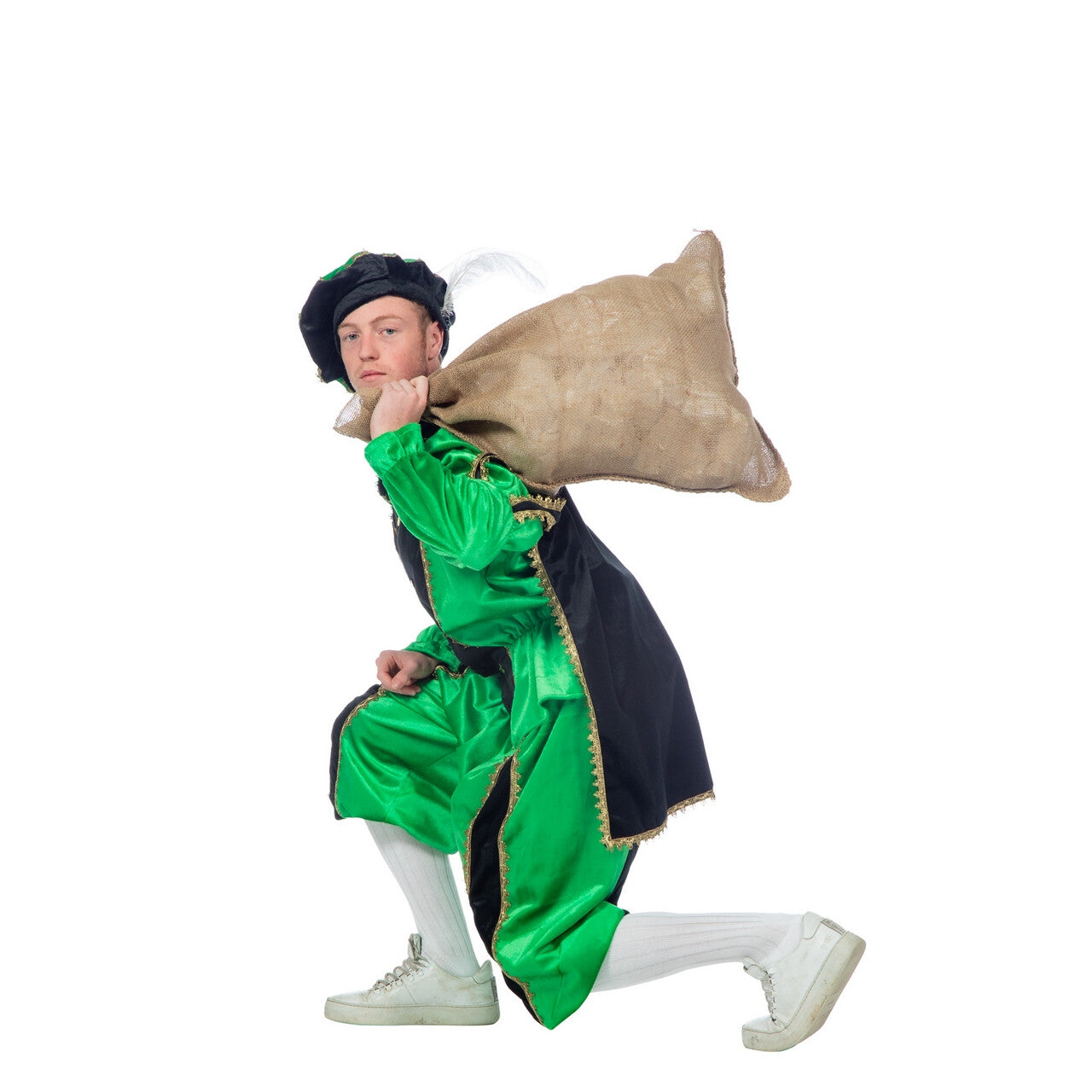 Op deze afbeelding zie je een Kostuums, van het merk Wilbers. Groene Piet Pietenpak Kostuum