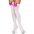 Blickdichte Weiße Overknee-Strümpfe Mit Fuchsia-Schleife
