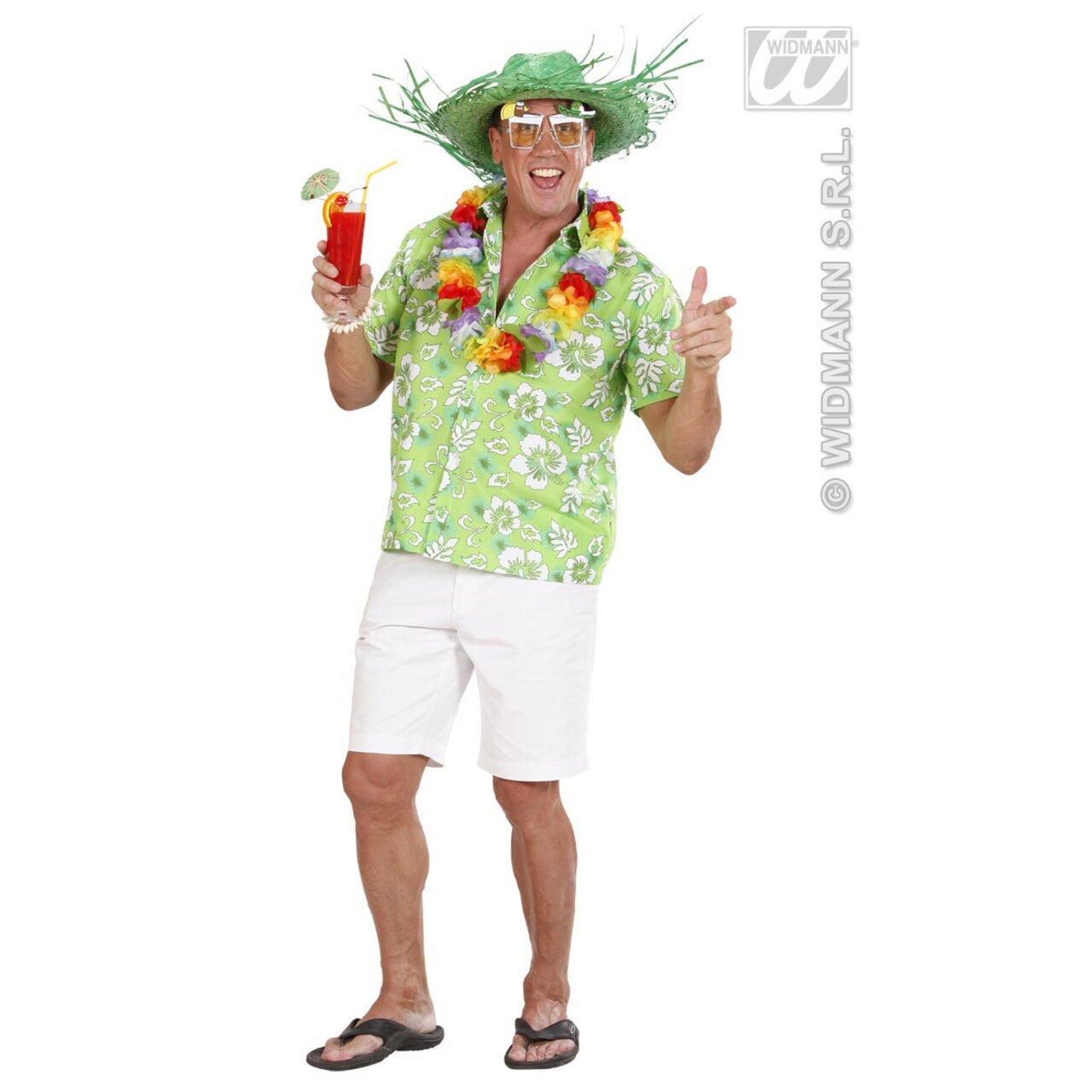 Op deze afbeelding zie je een Kostuums, van het merk Widmann. Hawaii Shirt Groen Man