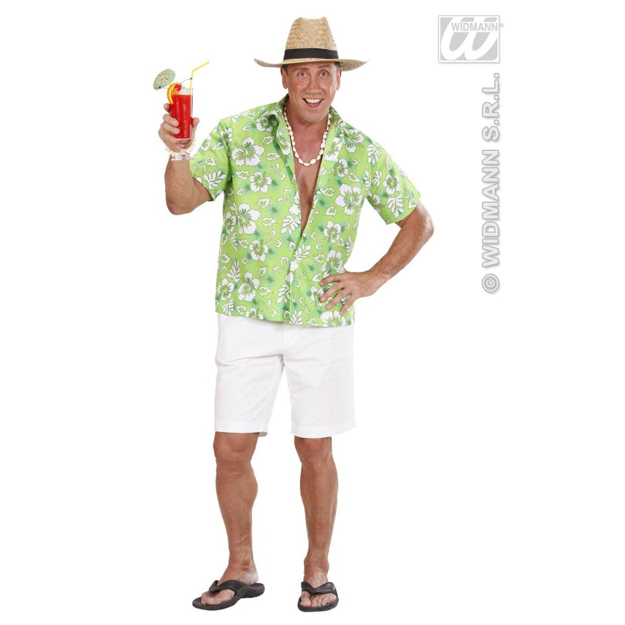 Op deze afbeelding zie je een Kostuums, van het merk Widmann. Hawaii Shirt Groen Man