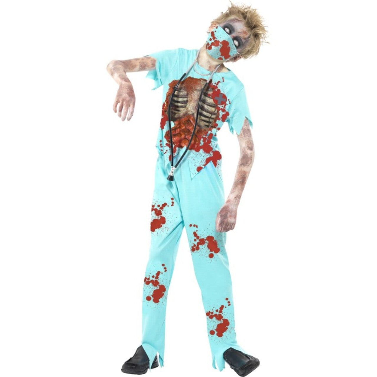 Op deze afbeelding zie je een Kostuums, van het merk Smiffy's. Kinder Bloederige Zombie Chirurg Jongen Kostuum