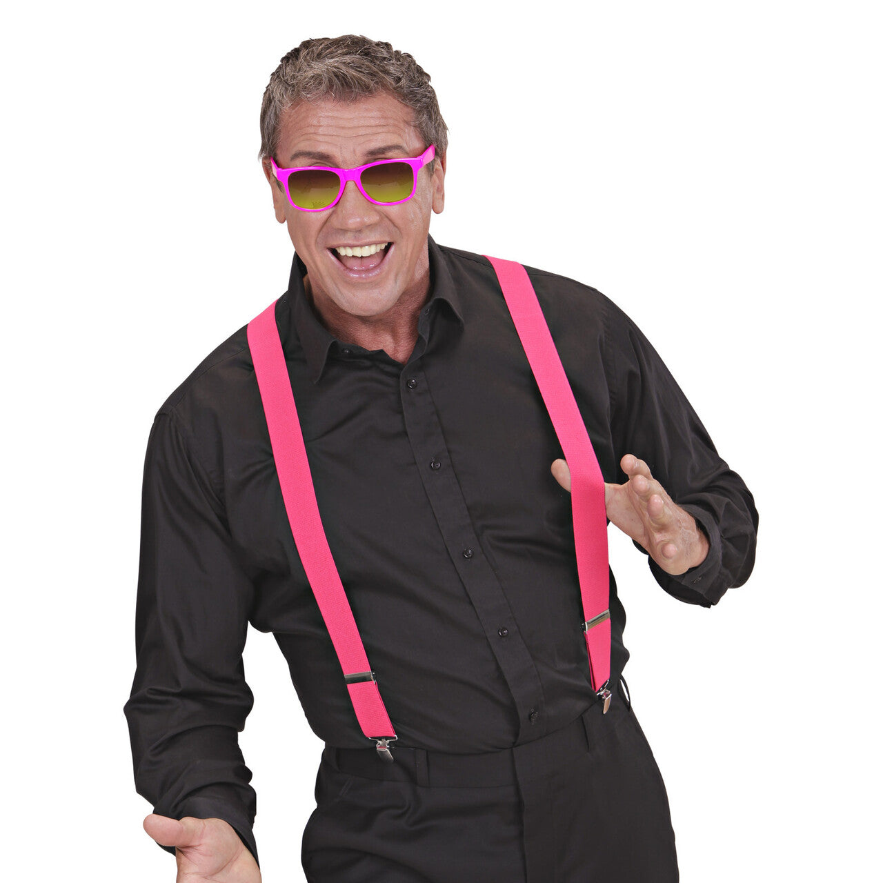 Op deze afbeelding zie je een Accessoires, van het merk Widmann. Bretels Roze