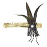 Stirnband Pailletten Gold Mit Federn Und Perlen